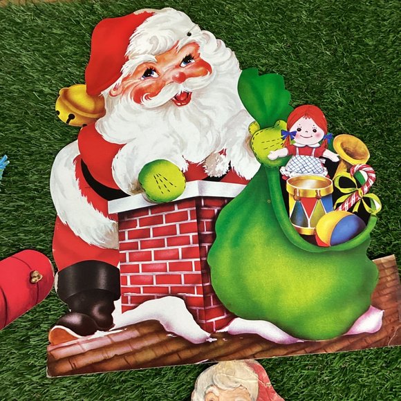 Vintage Christmas Cardboard Cutout Decorations Mid Century - Picture 4 of 12